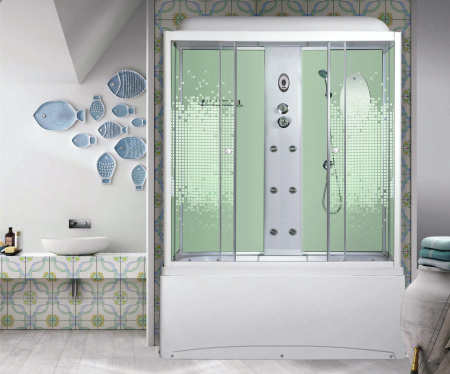 Душевая кабина Niagara Ultra NG-3150-01 150х70х220, высокий поддон 56 см, стекло мозаика