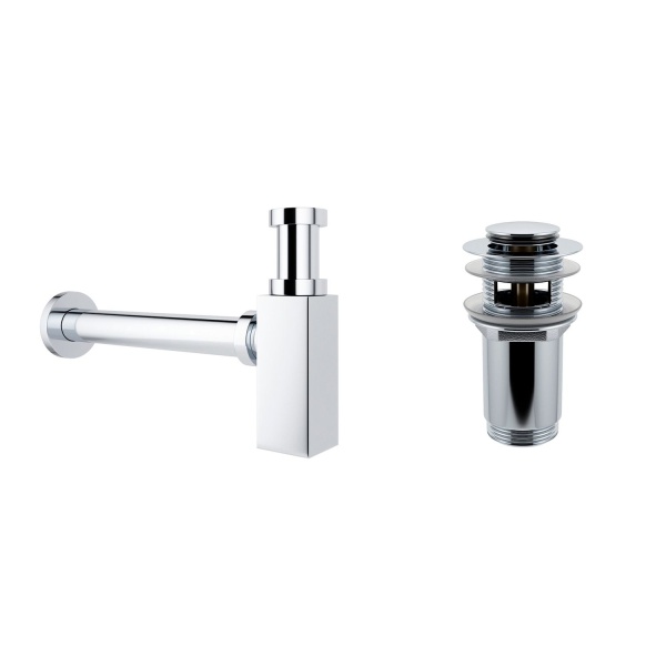Комплект 3 в 1 Lavinia Boho Bathroom Sink 21520556: врезная фарфоровая раковина 60 см, металлический сифон, донный клапан