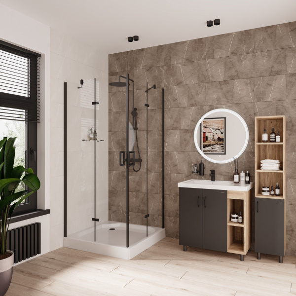 Душевое ограждение Niagara Nova NG-6814-08 BLACK 100x100x190 квадрат, двери распашные