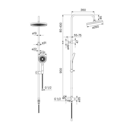Душевой гарнитур с верхней лейкой IDDIS SpaHome SPA3F0Ci76