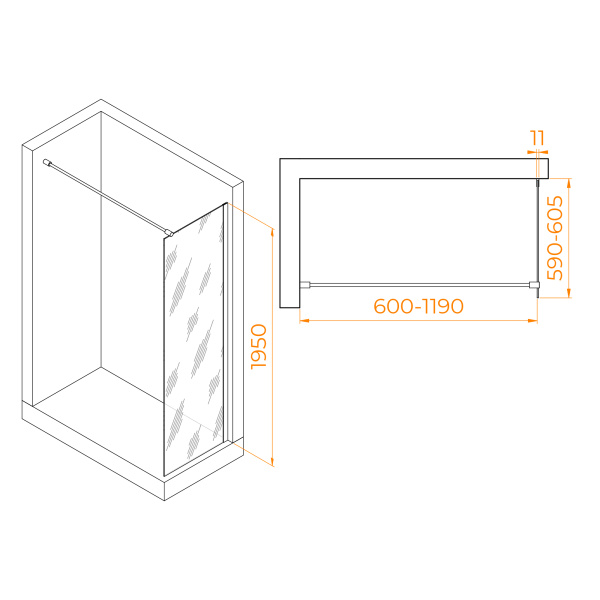 Душевая перегородка RGW WA-002B 600