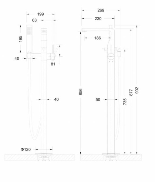 Смеситель для ванны и душа Bravat Arc F66061C-B3-ENG