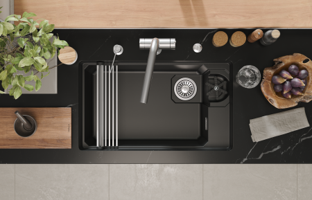 Мойка для кухни Granula Kitchen Space Rinzer 7309RU шварц, 73х45 см, прямоугольная