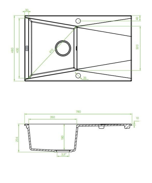 Мойка кухонная Laveo Grenada SBG_711T прямоугольная черный