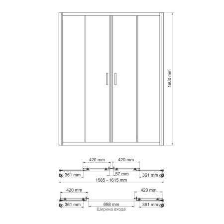 Душевая дверь WasserKRAFT Lippe 45S45