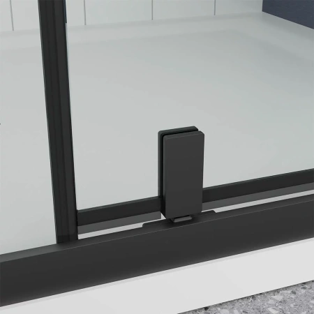 Душевая дверь Veconi Ottimo P20 B, 1100x1900, черный матовый, стекло тонированное матовое