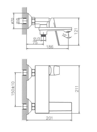 Смеситель для ванны Haiba HB60533-3