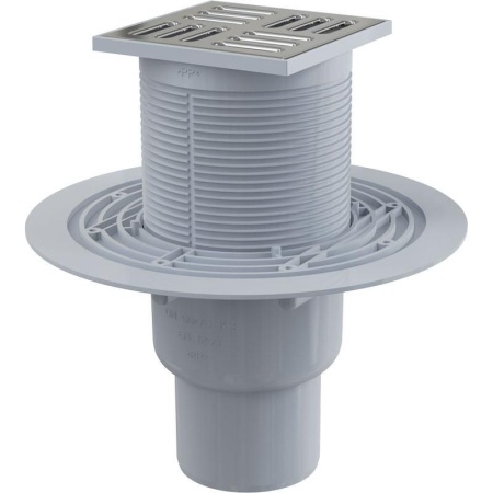 Сливной трап Alcaplast 105х105/50/75 подводка прямая решетка нерж. сталь гидрозатвор APV2311