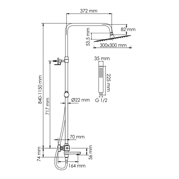 A299.162.218.BM Thermo Душевой комплект WasserKRAFT с термостатическим смесителем