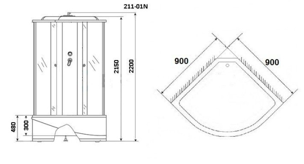 Душевая кабина Niagara Ultra NG-211-01N 90х90х220, высокий поддон 48 см, стекло тонированное