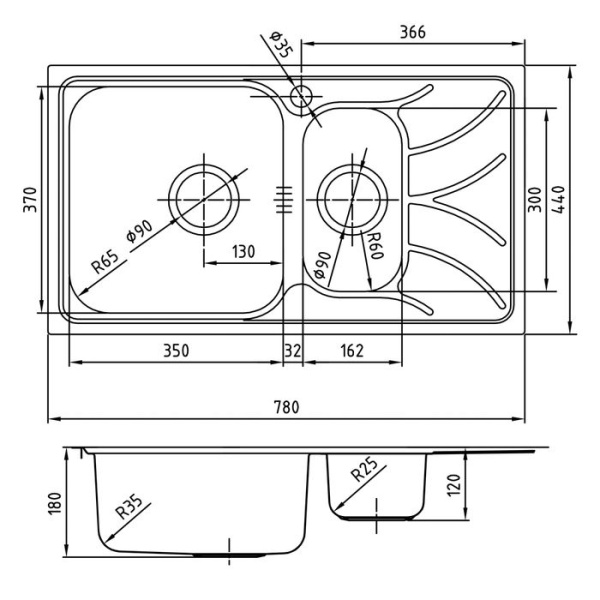 Мойка кухонная из нержавеющей стали IDDIS Arro ARR78SXi77
