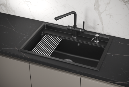 Мойка для кухни Granula Kitchen Space 7301 шварц, 73х51 см, прямоугольная