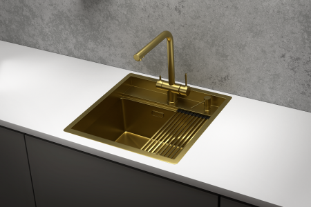 Мойка для кухни Granula Kitchen Space 5051 золото сатин, 50х51 см, квадратная