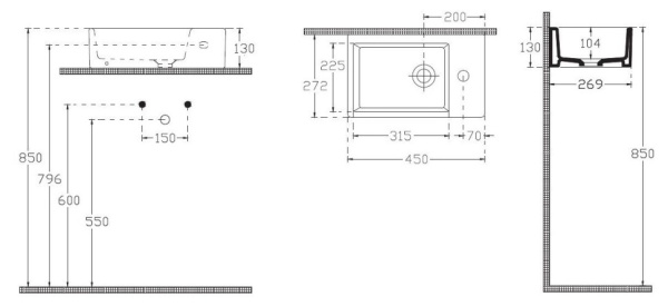 Раковина ISVEA Purita накладная 450*270*130 цвет белый 10PL51045SV