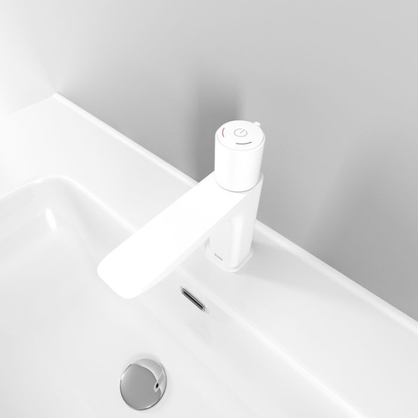 Смеситель для умывальника с инновационным управлением Push Control белый матовый IDDIS Slide SLIWTBTi01