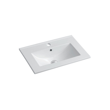 Тумба Vincea Mia Slim 600 подвесная, 2 выкатных ящика soft close, V.Oak с умывальником VBS-13960S1 керамическая, цвет белый