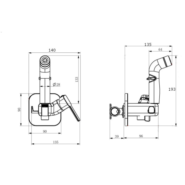 Смеситель c гигиеническим душем встраиваемый RUSH Capri CA1435-99