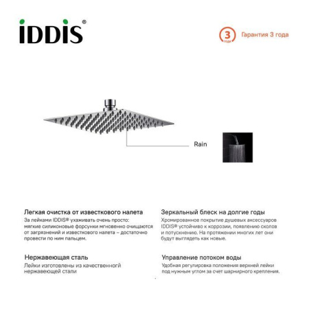 Душевая насадка верхняя квадратная IDDIS 00520SSI64