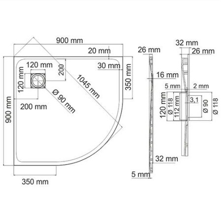 Душевой поддон WasserKRAFT Leine 35T01