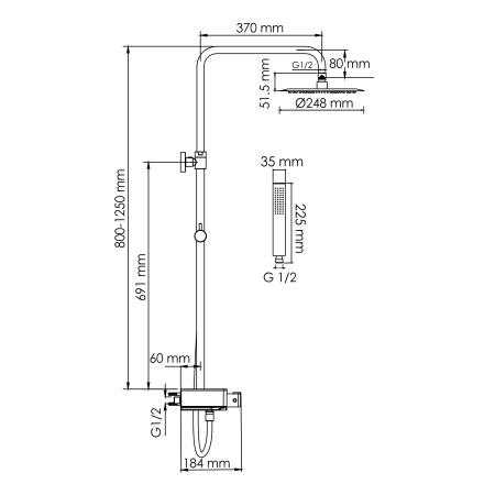 A114.258.218.CB Thermo Душевой комплект WasserKRAFT с термостатическим смесителем