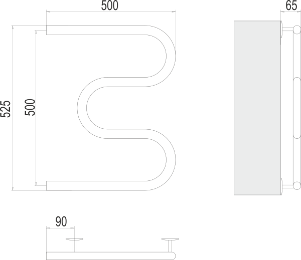 Полотенцесушитель электрический TERMINUS Электро 25 М-обр 500х500