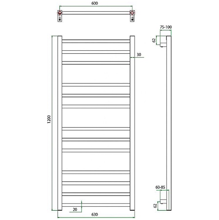 Полотенцесушитель ГРОТА ESTRO 63/120
