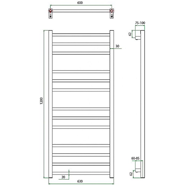 Полотенцесушитель ГРОТА ESTRO 63/120
