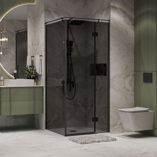 Душевое ограждение  Niagara Nova  NG-2832-34BLACK (100*100*195) квадрат, двери распашные