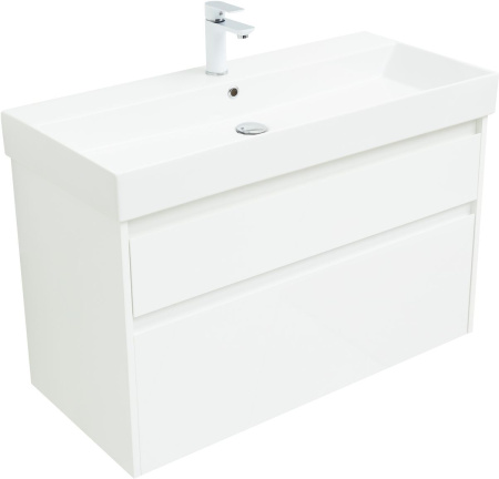 Тумба под раковину Aquanet Nova Lite 100 (SLIM SYNERGY) белый, 2 ящика