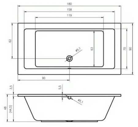 Акриловая ванна Riho Lusso 180x90 BA7700500000000