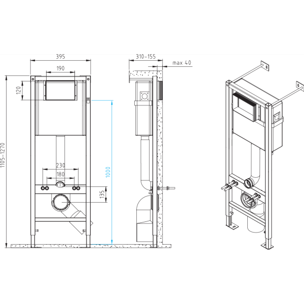 Инсталляция Cersanit VECTOR 40 для унитаза механическая, S-IN-MZ-VECTOR