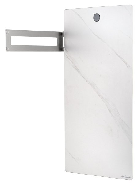 Полотенцесушитель электрический с греющей плитой Белый мрамор WONZON & WOGHAND, Брашированный никель (WW-A501-BR)