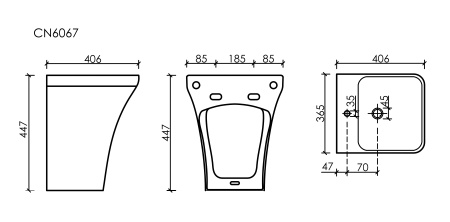 Раковина моноблок подвесная Ceramicanova DION, белый, CN6067