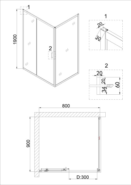 Боковая стенка Niagara Nova NG-A90 90х195