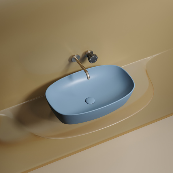 Умывальник Ceramicanova чаша накладная овальная (цвет Серо-Голубой Матовый) Element 600x380x138мм