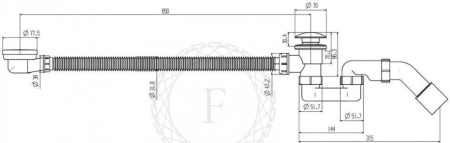 Сифон для ванны автоматический FILARETE FL90 (Черный матовый)