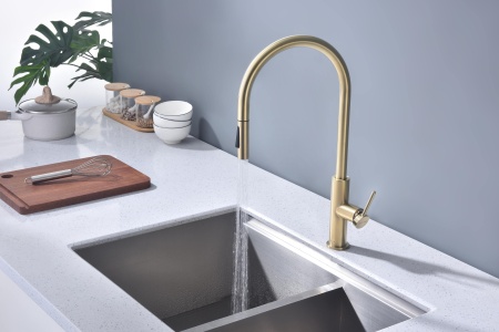 Смеситель для кухни SENSO, светлое золото, Se215180-LG, Paulmark