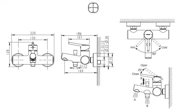 Смеситель для ванны Bravat Palace F6172217CP-01-RUS