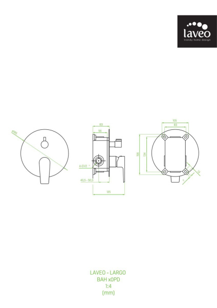 Смеситель для душа Laveo Largo BAH_60PD скрытого монтажа на 2 потребителя белый