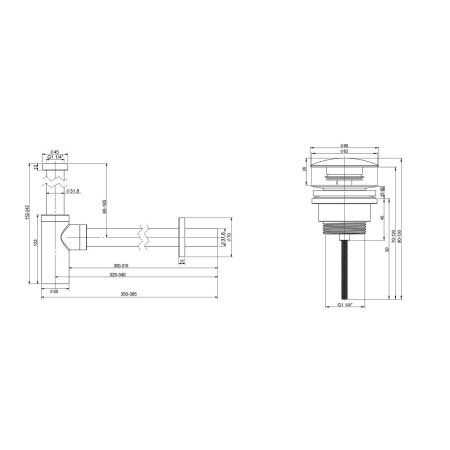 Набор 2 в 1 Wellsee Drainage System 182105003, сифон для раковины, донный клапан, матовый черный