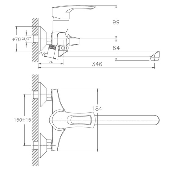 Смеситель для ванны Haiba HB2266