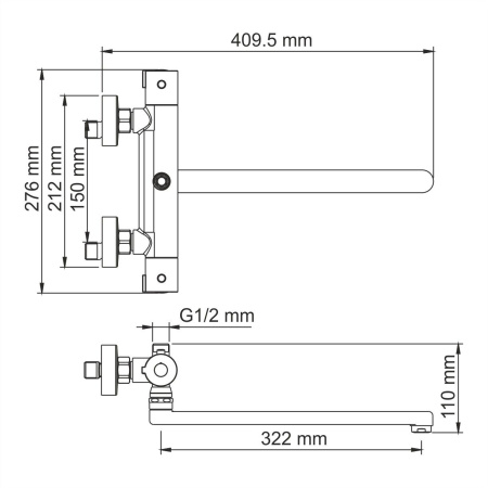 Berkel 4822L Thermo Термостатический смеситель для ванны WasserKRAFT с длинным изливом