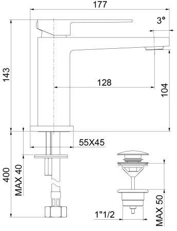 Смеситель для раковины Webert Pegaso PE830102010, золото