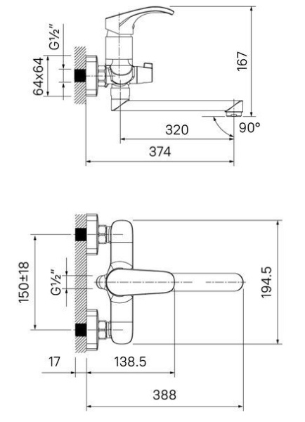 Смеситель для ванны с длинным изливом IDDIS Joker JOKSB00i10WA
