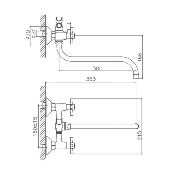 Смеситель для ванны Cron CN22142-6, красный