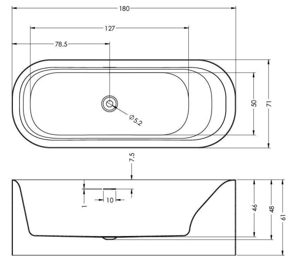 Акриловая ванна Riho Devotion Free Velvet Sparkle System 180x71 BD26105S1WI1144 белый матовый
