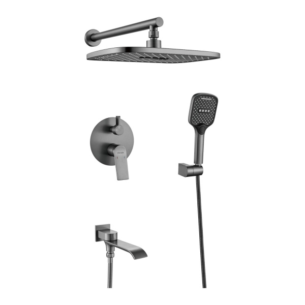 Душевая система встраиваемая Shevanik S4135T, оружейная сталь
