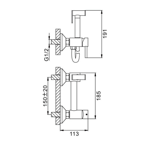 Гигиенический душ со смесителем Splenka S99.51.07, серый