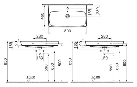 Раковина VitrA Metropole 5663B003-0001 80 см