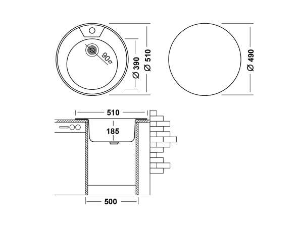 Кухонная мойка UKINOX Фаворит FAP510 -GT8K 0C, 51*51
